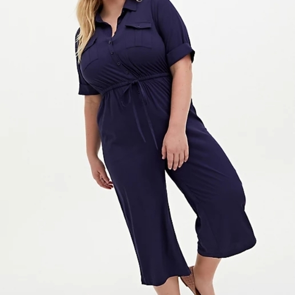 torrid Pants - Torrid Navy Challis Jumpsuit